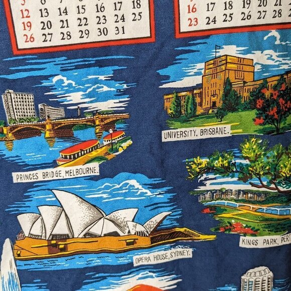 Vintage Australian Sydney Opera House Linen Fabric Calendar 1974 - Picture 4 of 7